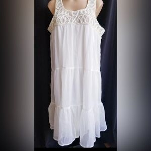 Soft Surroundings White Off White Boho Sheer Hippie Sleeveless Dress